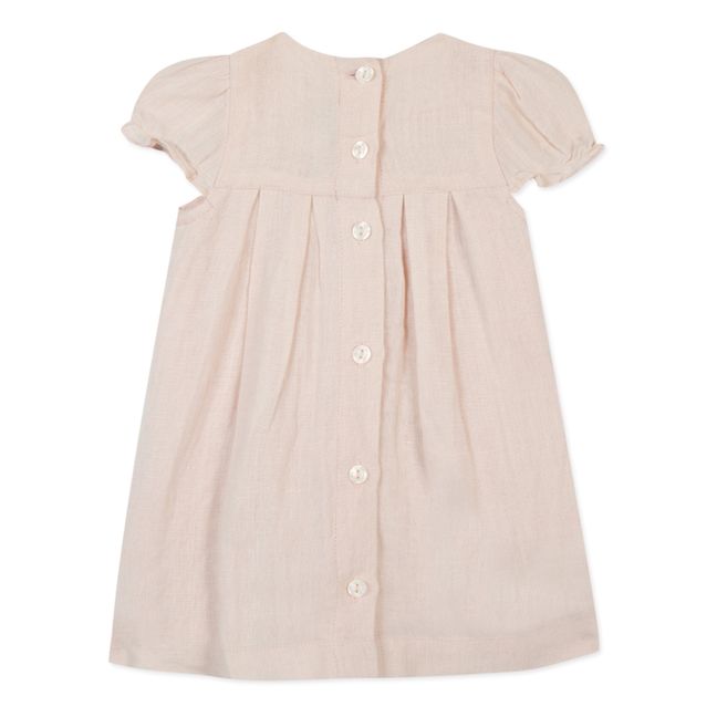 Linen Embroidered Dress | Pale pink