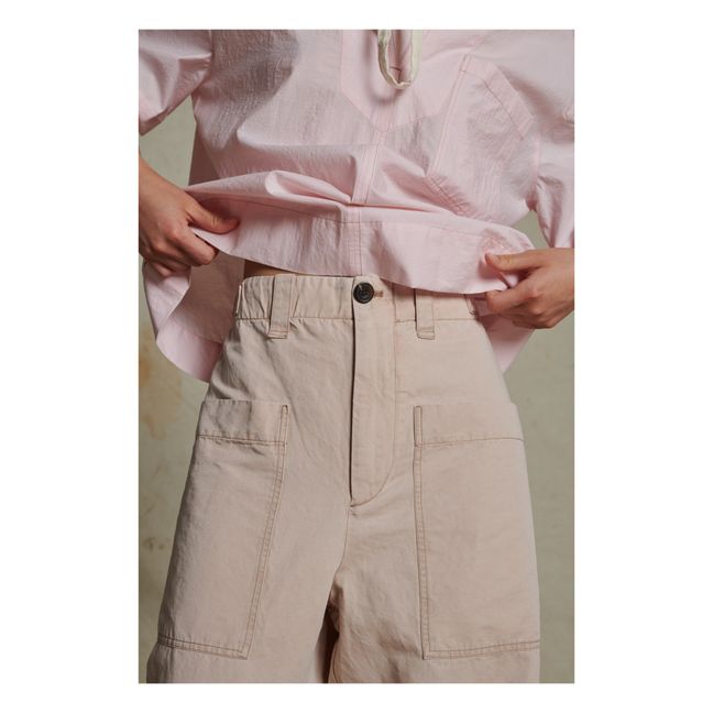 Pantalón Thabor de algodón y lino | Empolvado
