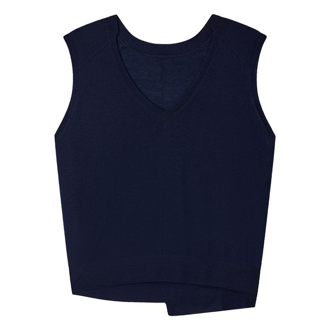 Aubin Wool Sleeveless Sweater | Navy blue