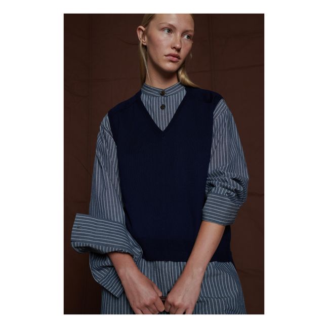 Aubin Wool Sleeveless Sweater | Navy blue