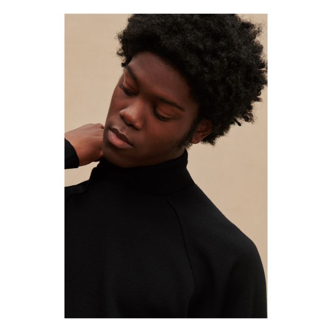 Jersey cuello redondo lana merino | Negro