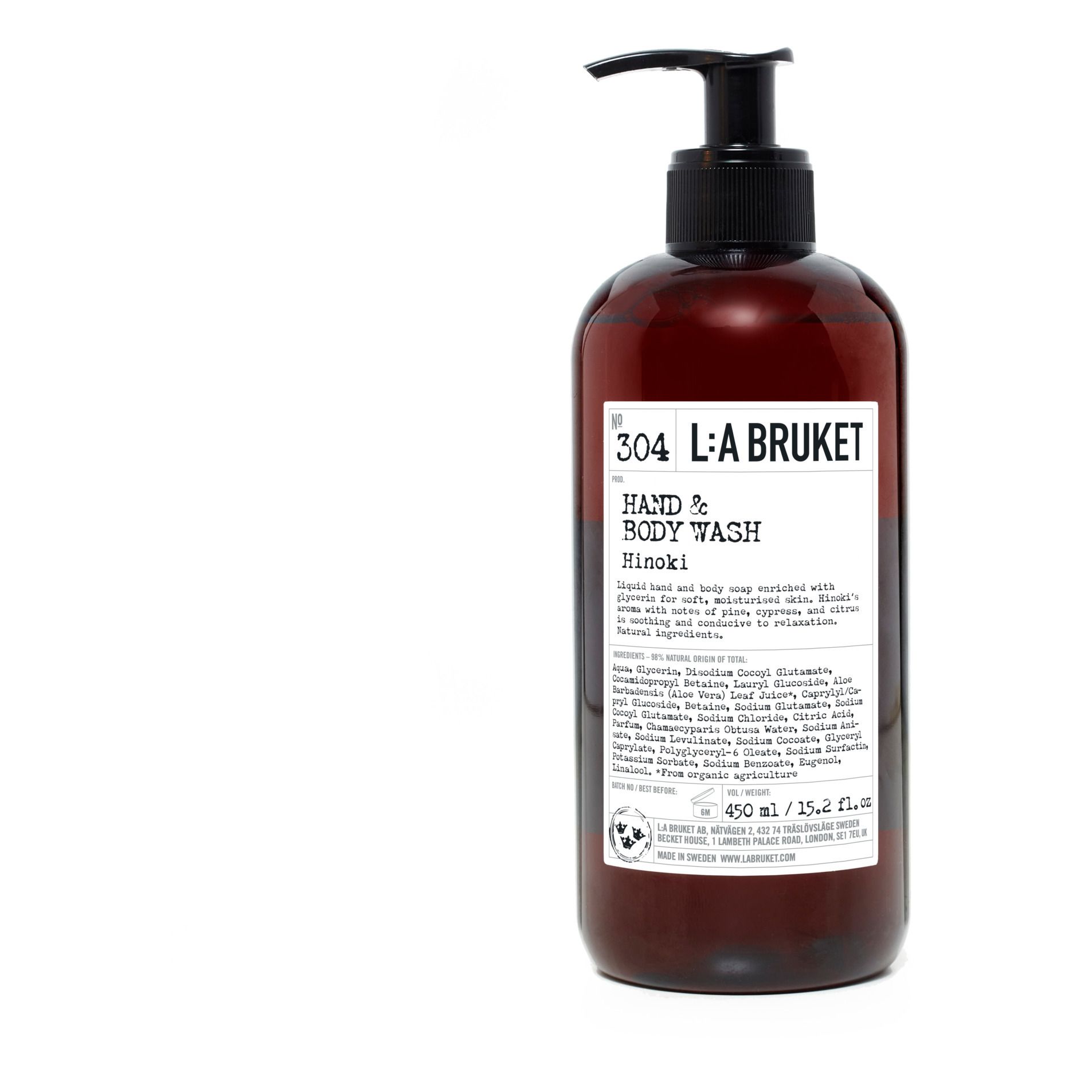 L:A BRUKET - Nettoyant mains & corps Hinoki 304 - 450 ml