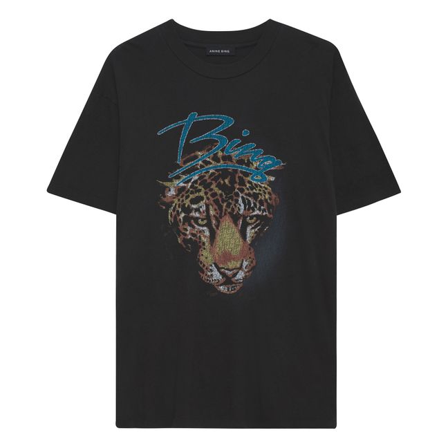 Walker Leopard Organic Cotton T-shirt | Black