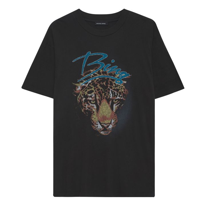 Anine Bing Walker Leopard Organic Cotton T shirt Black Smallable