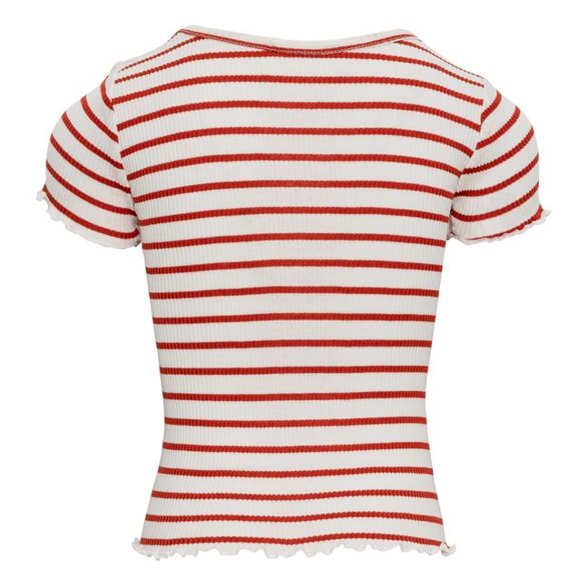 Camiseta de rayas de seda Blomst | Rojo