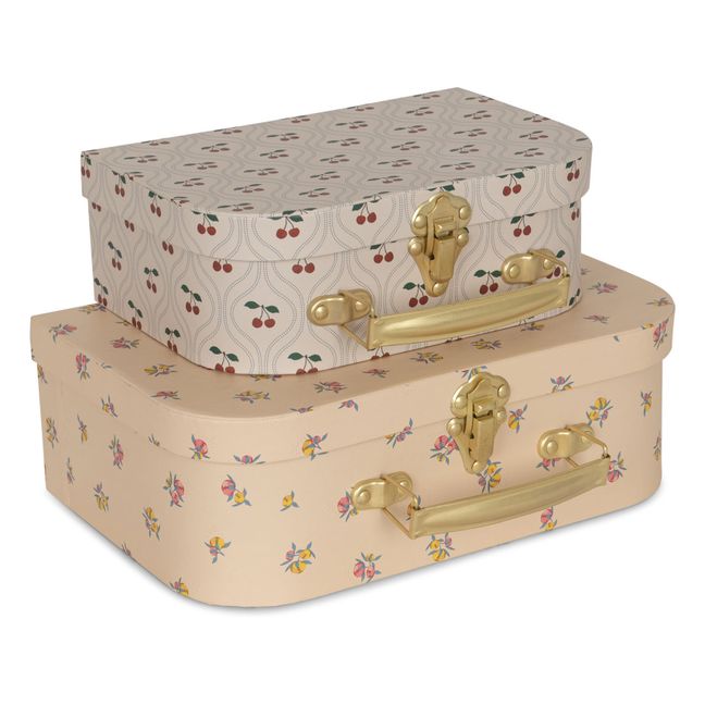 Cherry cardboard suitcases - Set of 2 | Blush