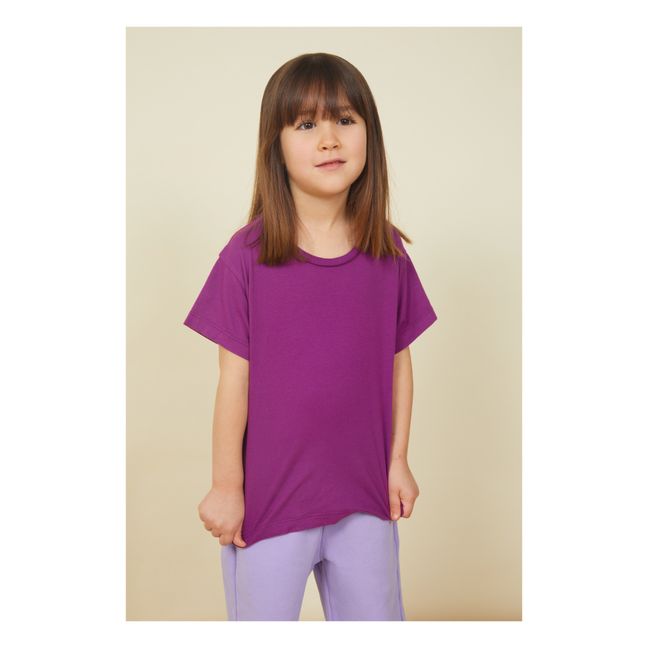 Camiseta de manga corta para niña Algodón orgánico | Rosa Fushia