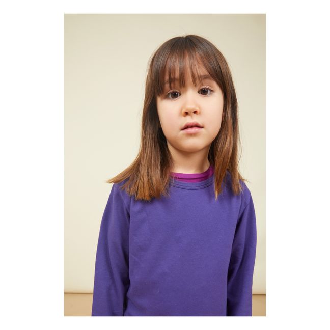 Maglietta bambina manica lunga in cotone biologico | Blu  indaco
