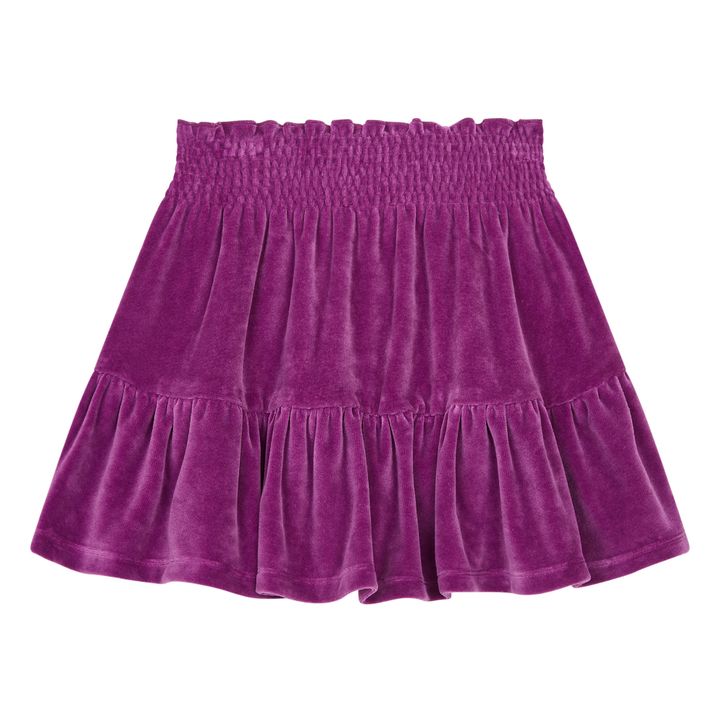 Short Velvet Elasticated Waist Skirt | Fuchsia- Product image n°4