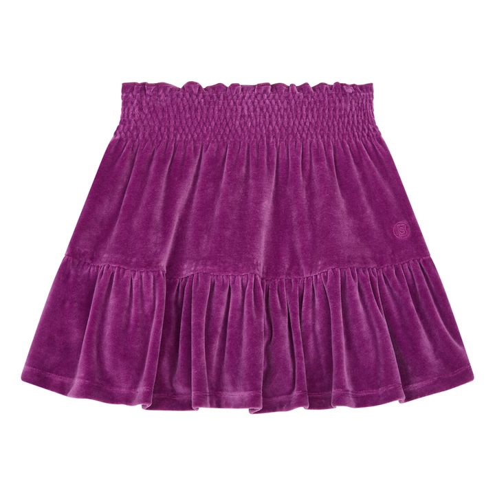 Short Velvet Elasticated Waist Skirt | Fuchsia- Product image n°0