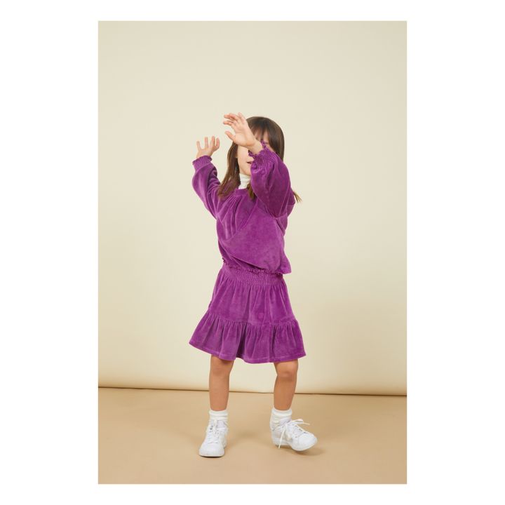 Short Velvet Elasticated Waist Skirt | Fuchsia- Product image n°2