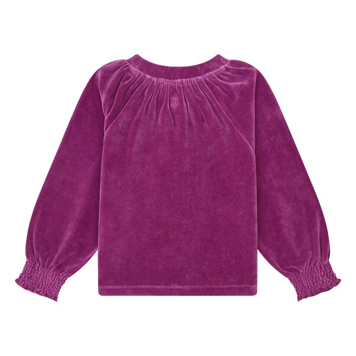 Sweatshirt mit Rundhalsausschnitt aus Velours | Fuchsie- Produktbild Nr. 4