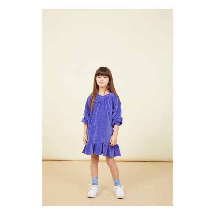Velvet Ruffle Short Dress | Indigo blue- Product image n°2