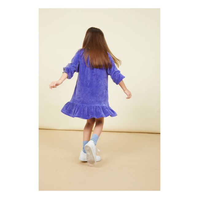Velvet Ruffle Short Dress | Indigo blue