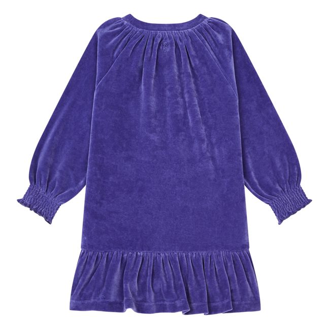 Velvet Ruffle Short Dress | Indigo blue