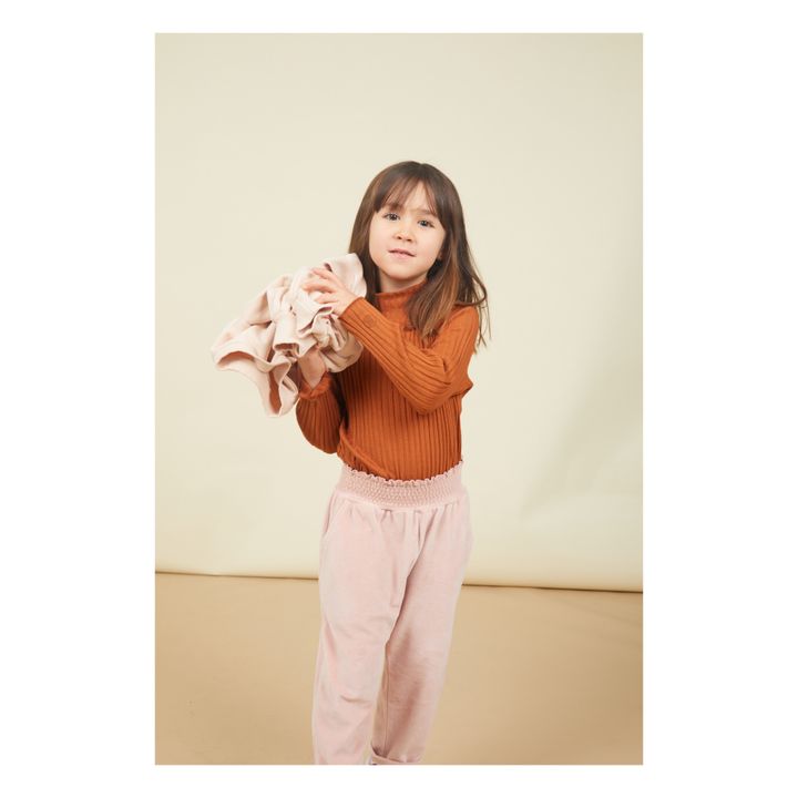 Jersey de punto elástico de algodón orgánico para niña | Avellana- Imagen del producto n°2