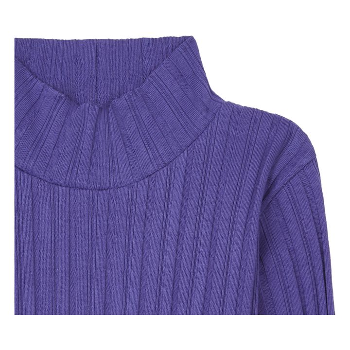 Jersey de punto elástico de algodón orgánico para niña | Azul índigo- Imagen del producto n°3