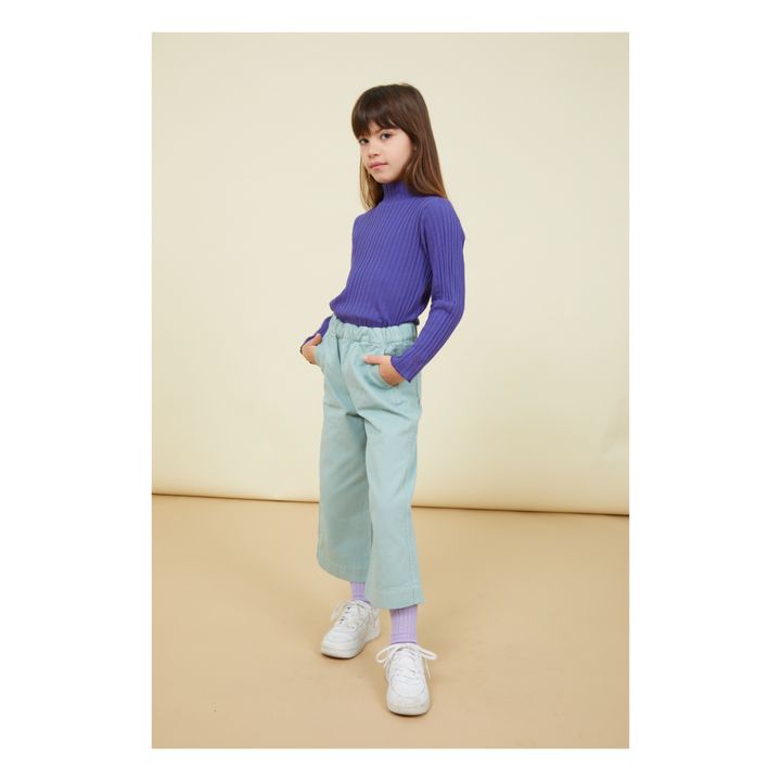 Jersey de punto elástico de algodón orgánico para niña | Azul índigo- Imagen del producto n°1