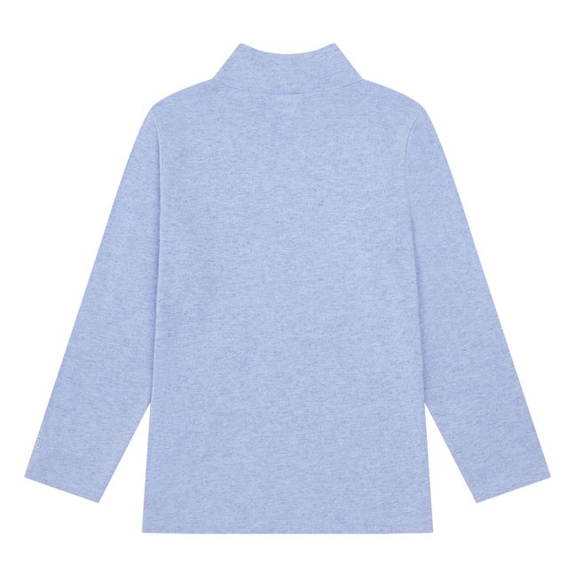 Girl's Long Sleeve Jersey Wool Turtleneck | Light blue
