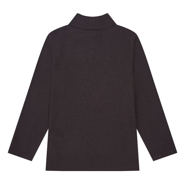 Jersey de manga larga de niña con cuello alto de lana | Negro