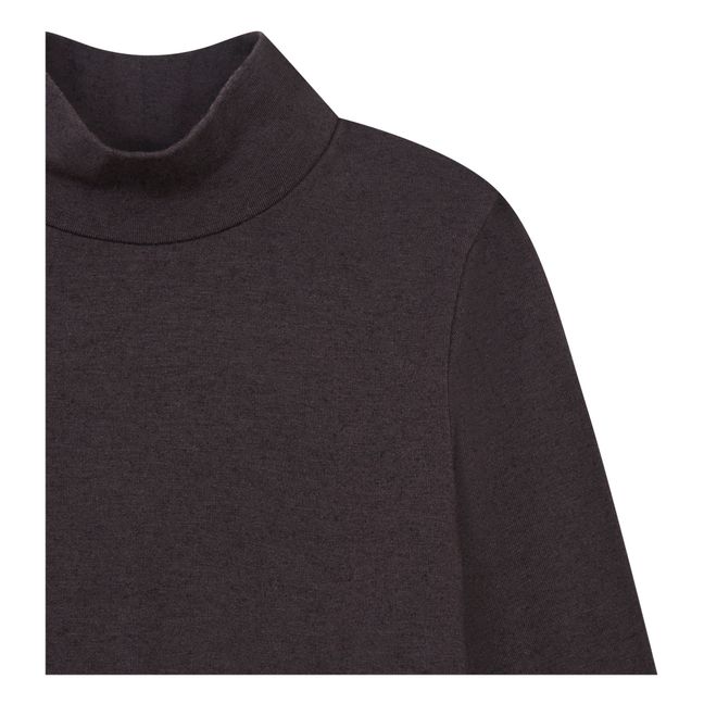 Jersey de manga larga de niña con cuello alto de lana | Negro