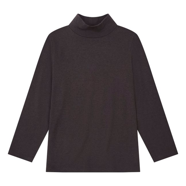 Girl's Long Sleeve Jersey Wool Turtleneck | Black