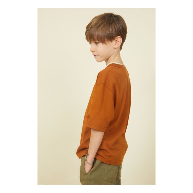 Maglietta oversize da ragazzo in cotone biologico | Nocciola