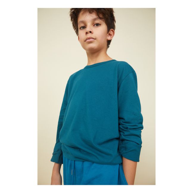 Camiseta de manga larga de algodón ecológico | Verde azulado