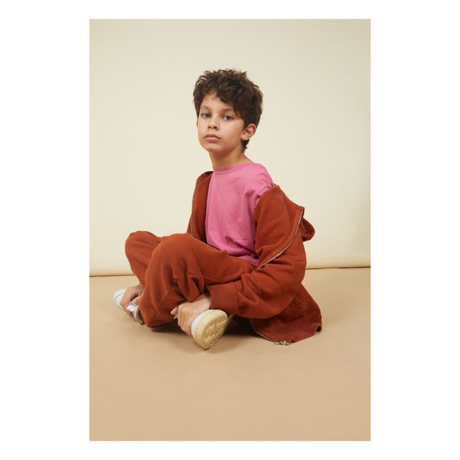 Kapuzenpullover mit Reißverschluss für Jungen aus Bio-Baumwolle | Rotbraun