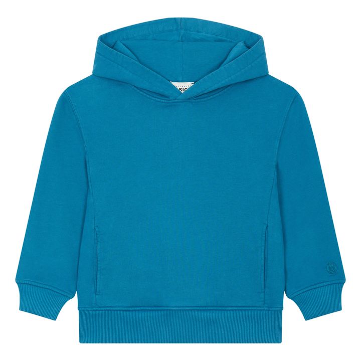Boy's Organic Cotton Hoodie | Azure blue- Product image n°0