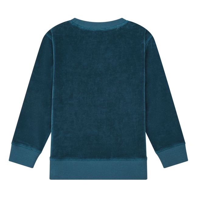 Sweatshirt mit Rundhalsausschnitt aus Velours | Ozean