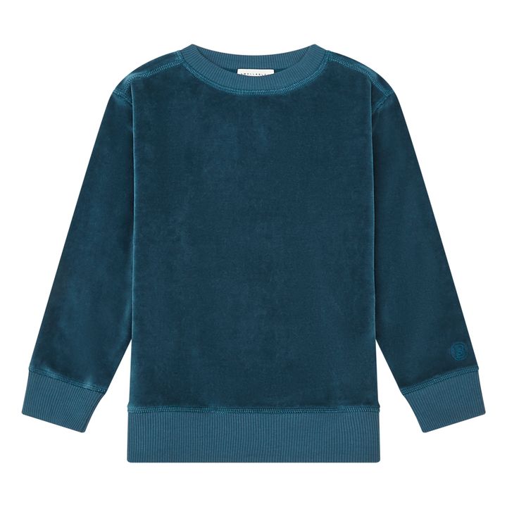 Sweatshirt mit Rundhalsausschnitt aus Velours | Ozean- Produktbild Nr. 0