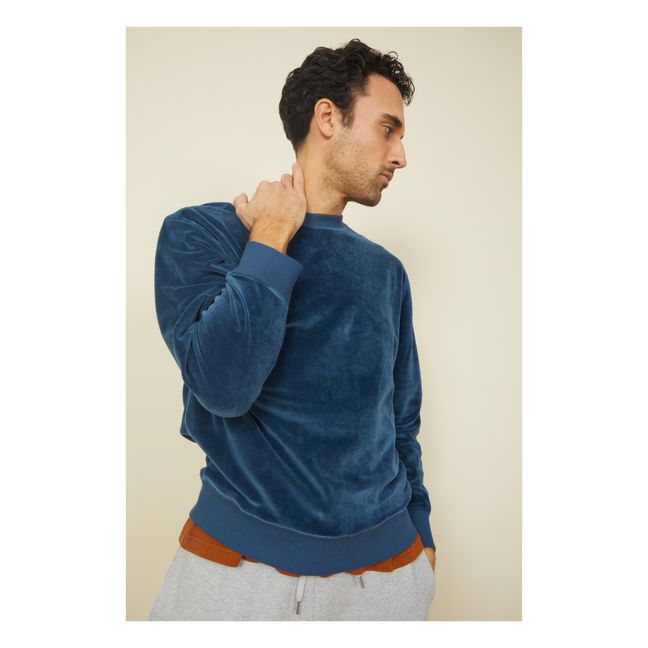 Sweatshirt aus Samt Herren Bio-Baumwolle | Ozean