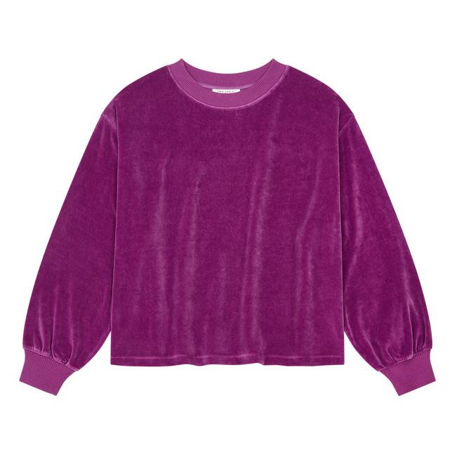 Sweatshirt aus Samt Damen aus Bio-Baumwolle | Fuchsie