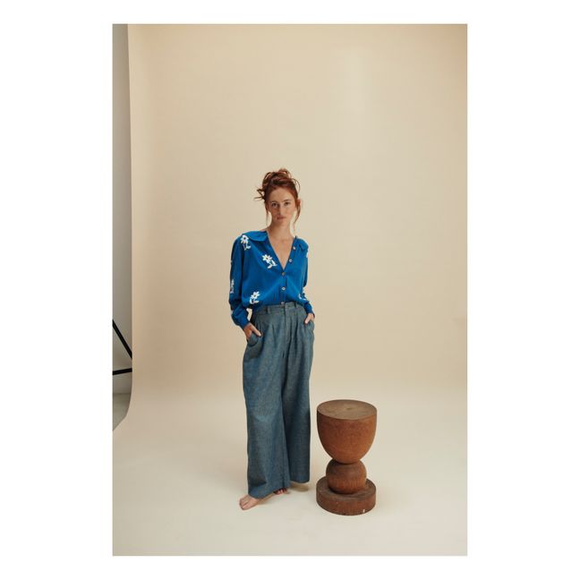 Pantalones Zelinou de algodón y lino - Colección Mujer | Azul índigo
