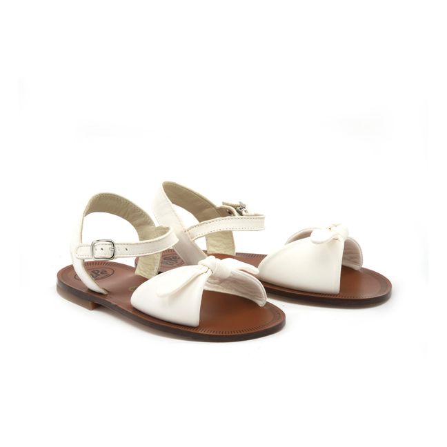 Bow Buckle Sandals | White