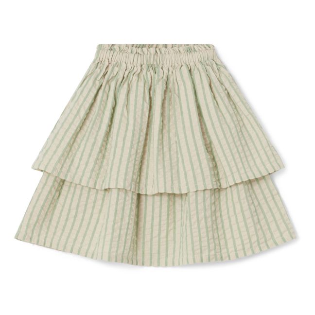 Striped Ruffled Seersucker Skirt | Green