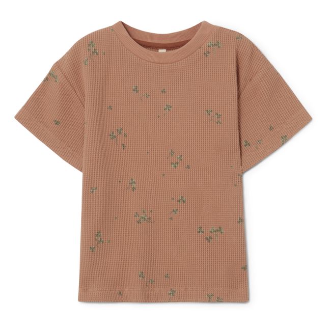 T-Shirt Gaufré Fleuri | Terracotta