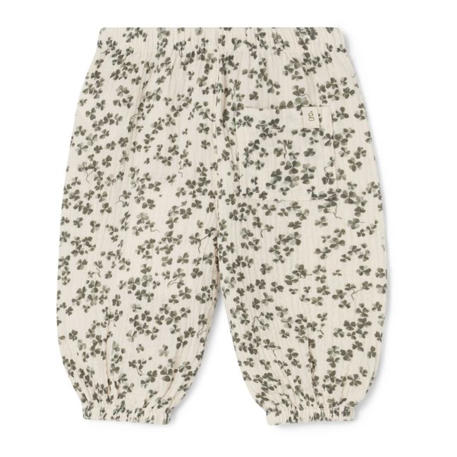 Baby Cotton Chiffon Shamrock Trousers | Ecru