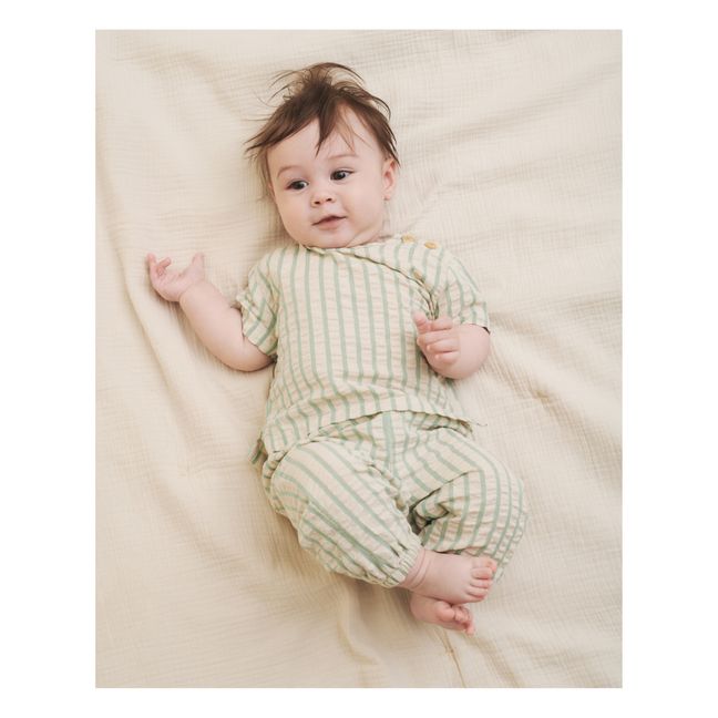 Pantalón de rayas seersucker para bebé | Verde