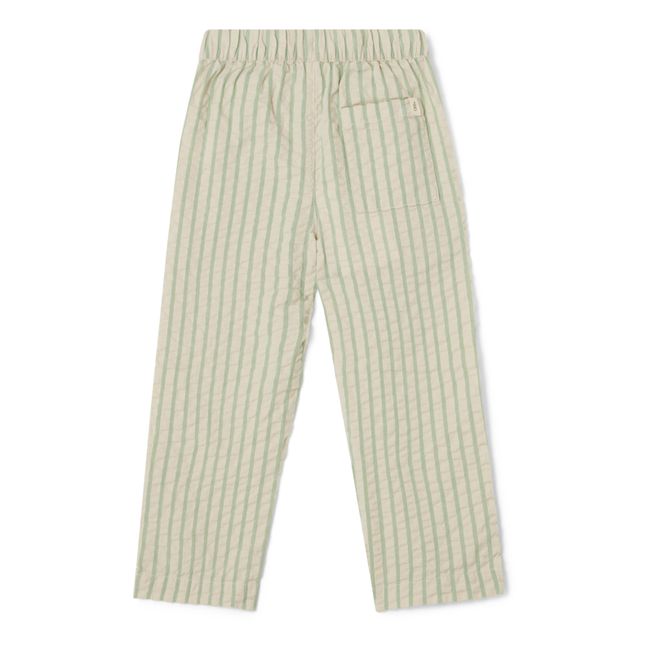 Children's Seersucker striped trousers | Green