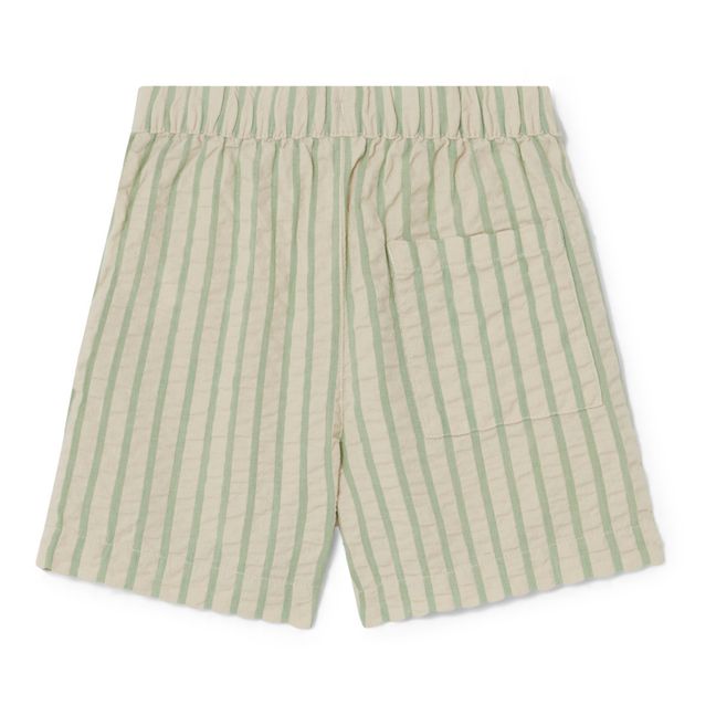 Pantalón corto Seersucker a rayas con cordón | Verde