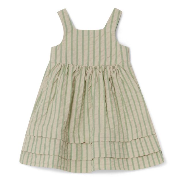 Children's Seersucker striped dress | Green