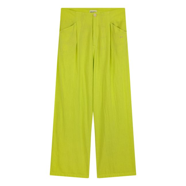 Pantaloni con Pinces in Cotone e Lino - Collezione Donna  | Verde anice