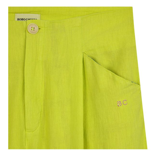 Pantalones de raya diplomática de algodón y lino - Colección Mujer  | Verde Anís
