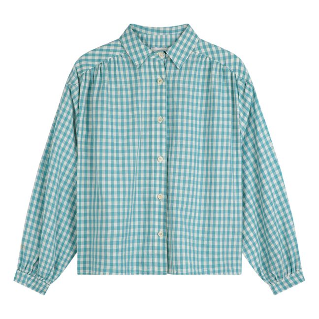 Chemise Vichy Seersucker - Collection Femme  | Bleu turquoise