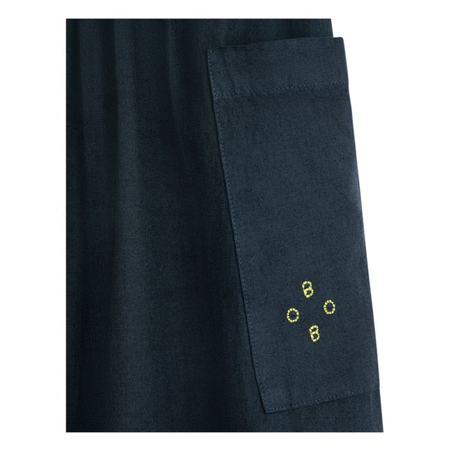 Vestido abotonado de algodón y lino - Colección Mujer | Azul Noche
