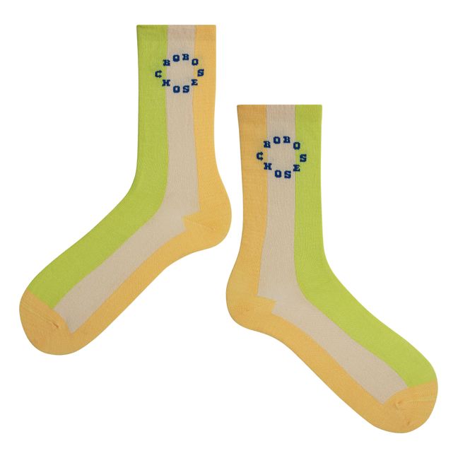 Gestreifte Socken - Kollektion Erwachsene  | Anisgrün