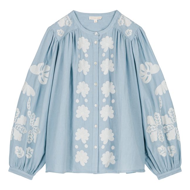 Blusa Jeanne de algodón y lino - Colección Mujer | Azul