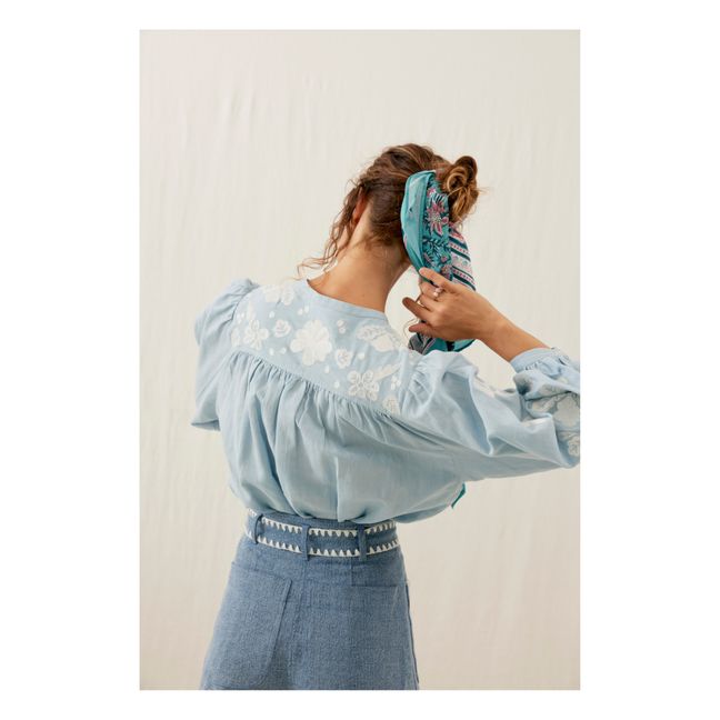 Blusa Jeanne de algodón y lino - Colección Mujer | Azul
